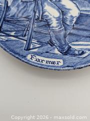 MaxSold Auction: Vintage Enoch Wedgwood Blue and White "Farmer" Decorative Mini Plate - Cobourg (Ontario, Canada) SELLER MANAGED Downsizing Online Auction - Division Street