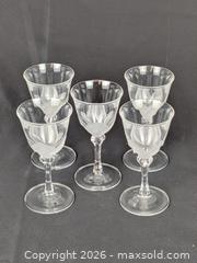 MaxSold Auction: Vintage Frosted Floral Petal Stemware Wine Glasses - Set of 5 - Cobourg (Ontario, Canada) SELLER MANAGED Downsizing Online Auction - Division Street