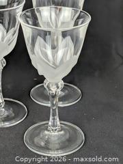 MaxSold Auction: Vintage Frosted Floral Petal Stemware Wine Glasses - Set of 5 - Cobourg (Ontario, Canada) SELLER MANAGED Downsizing Online Auction - Division Street