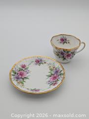 MaxSold Auction: Vintage Queen's Staffordshire Fine Bone China Teacup & Saucer Set - Pink Roses & Purple Flowers - Cobourg (Ontario, Canada) SELLER MANAGED Downsizing Online Auction - Division Street