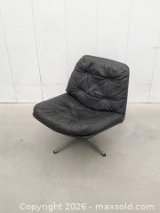 MaxSold Auction: Vintage 1960s MCM Mila Swivel Lounge Chair - Black Leather - Toronto (Ontario, Canada) PARTNER MANAGED Downsizing Online Auction - Esandar Drive (STORAGE)
