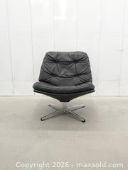 MaxSold Auction: Vintage 1960s MCM Mila Swivel Lounge Chair - Black Leather - Toronto (Ontario, Canada) PARTNER MANAGED Downsizing Online Auction - Esandar Drive (STORAGE)