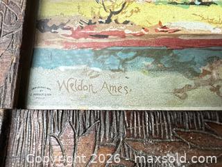 MaxSold Auction: Pair of Framed Prints: Floral Parrot and Pastoral Landscape - Warwick (Rhode Island, USA) SELLER MANAGED Reseller Online Auction - Warwick Avenue