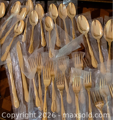MaxSold Auction: Large Vintage Rogers Gold Plated  Stainless Flatware Set – U.S.A. Made (Unused) - Newmarket (Ontario, Canada) SELLER MANAGED Downsizing Online Auction - Amberlee Court