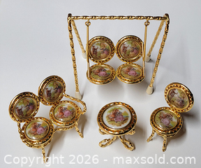 MaxSold Auction:  Limoges France Miniature Porcelain Gilt Metal Furniture & Swing Set - Newmarket (Ontario, Canada) SELLER MANAGED Downsizing Online Auction - Amberlee Court