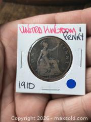 MaxSold Auction: 1910 United Kingdom One Penny Bronze Coin - South Frontenac (Ontario, Canada) SELLER MANAGED Downsizing Online Auction - Battersea Road