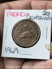 MaxSold Auction: 1969 Mexico 20 Centavos Bronze Coin, M Mint Mark - South Frontenac (Ontario, Canada) SELLER MANAGED Downsizing Online Auction - Battersea Road
