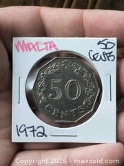 MaxSold Auction: 1972 Malta 50 Cents Coin 12-Sided Cupro-Nickel - South Frontenac (Ontario, Canada) SELLER MANAGED Downsizing Online Auction - Battersea Road