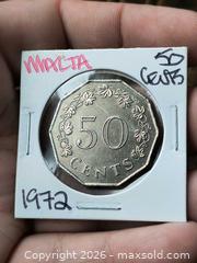 MaxSold Auction: 1972 Malta 50 Cents Coin 12-Sided Cupro-Nickel - South Frontenac (Ontario, Canada) SELLER MANAGED Downsizing Online Auction - Battersea Road