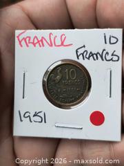 MaxSold Auction: France 10 Francs 1951 Bimetallic Coin - South Frontenac (Ontario, Canada) SELLER MANAGED Downsizing Online Auction - Battersea Road