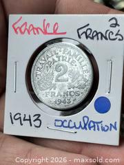 MaxSold Auction: France 2 Francs 1943 Vichy Occupation Aluminium Coin - South Frontenac (Ontario, Canada) SELLER MANAGED Downsizing Online Auction - Battersea Road