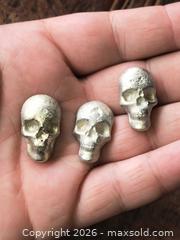 MaxSold Auction: Set of 3 Silver-Tone Patina Pewtwr Alloy  (Small) Skull Knobs - South Frontenac (Ontario, Canada) SELLER MANAGED Downsizing Online Auction - Battersea Road