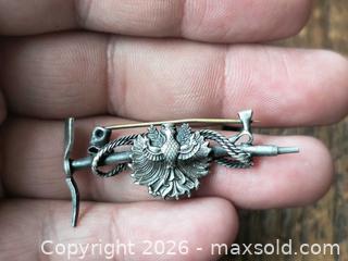 MaxSold Auction: Vintage Figural Eagle Rope & Pickaxe/propellor Small Sterling silver Brooch Navy Austria  - South Frontenac (Ontario, Canada) SELLER MANAGED Downsizing Online Auction - Battersea Road