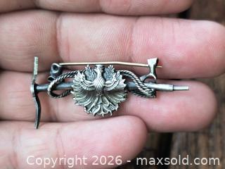 MaxSold Auction: Vintage Figural Eagle Rope & Pickaxe/propellor Small Sterling silver Brooch Navy Austria  - South Frontenac (Ontario, Canada) SELLER MANAGED Downsizing Online Auction - Battersea Road