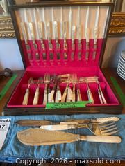 MaxSold Auction: Mother-of-Pearl Handled Flatware Set with Sterling Accents by Birks - Kingston (Ontario, Canada) PARTNER MANAGED Downsizing Online Auction - Kingsdale Avenue