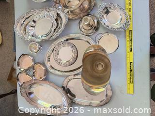 MaxSold Auction: Silver-Plated Serving & Tableware Set with Brass-Gold Interiors - Denver (Colorado, USA) PARTNER MANAGED Estate Sale Online Auction - East Hawaii Place