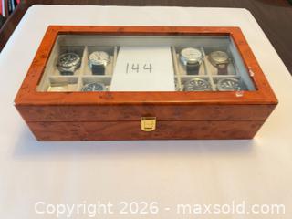 MaxSold Auction: Wood Watch Box with 12 Assorted men’s Wristwatches - London (Ontario, Canada) SELLER MANAGED Estate Sale Online Auction -  Talbot Street (CONDO)