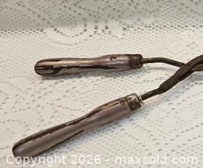 MaxSold Auction: Vintage Hand-Held Curling Irons Pair with Wooden Handles - Belfair (Washington, USA) SELLER MANAGED Downsizing Online Auction - Northeast North Shore Road