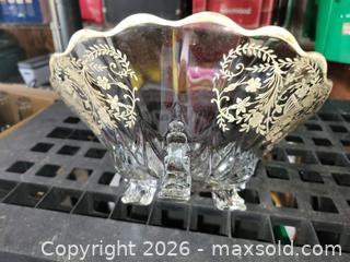 MaxSold Auction: Antique Silver Overlay Footed Glass Bowl - Indiana Glass Co - East Zorra-Tavistock (Ontario, Canada) SELLER MANAGED Downsizing Online Auction - Highway 59 (Hidden Valley Estates)