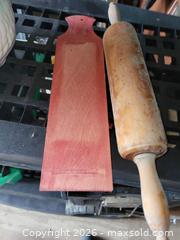 MaxSold Auction: Kitch 2 Vintage Wooden Match Holder & Rolling Pin - East Zorra-Tavistock (Ontario, Canada) SELLER MANAGED Downsizing Online Auction - Highway 59 (Hidden Valley Estates)