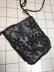MaxSold Auction: Black Satin Beaded Evening Bag with Braided Strap - Hamilton (Ontario, Canada) SELLER MANAGED Reseller Online Auction - Kensington Avenue North