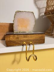 MaxSold Auction: Wood Base Shelf Hook with Rose Quartz Crystal & Metal Hooks - Hamilton (Ontario, Canada) SELLER MANAGED Reseller Online Auction - Kensington Avenue North