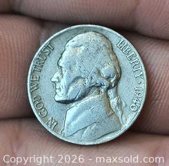 MaxSold Auction: 1940 Jefferson Nickel (5¢) Philadelphia Mint Copper-Nickel - South Frontenac (Ontario, Canada) SELLER MANAGED Downsizing Online Auction - Battersea Road