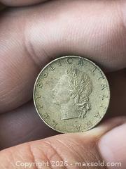 MaxSold Auction: 1957 Italy 20 Lire Coin, R Mintmark, Bronze/Brass - South Frontenac (Ontario, Canada) SELLER MANAGED Downsizing Online Auction - Battersea Road