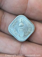 MaxSold Auction: 1976 India 5 Paise Aluminum Square Coin - South Frontenac (Ontario, Canada) SELLER MANAGED Downsizing Online Auction - Battersea Road