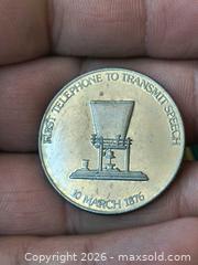 MaxSold Auction: Alexander Graham Bell Commemorative Bronze-Tone Medal — Baddeck - South Frontenac (Ontario, Canada) SELLER MANAGED Downsizing Online Auction - Battersea Road