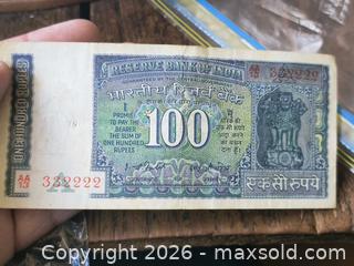 MaxSold Auction: India Reserve Bank 100 Rupee Banknote, Older RBI Series - South Frontenac (Ontario, Canada) SELLER MANAGED Downsizing Online Auction - Battersea Road