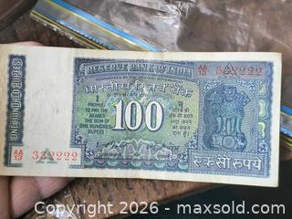 MaxSold Auction: India Reserve Bank 100 Rupee Banknote, Older RBI Series - South Frontenac (Ontario, Canada) SELLER MANAGED Downsizing Online Auction - Battersea Road