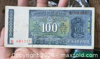 MaxSold Auction: India Reserve Bank 100 Rupee Banknote Pre-1990s - South Frontenac (Ontario, Canada) SELLER MANAGED Downsizing Online Auction - Battersea Road