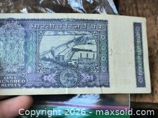 MaxSold Auction: India Reserve Bank 100 Rupee Banknote Pre-1990s - South Frontenac (Ontario, Canada) SELLER MANAGED Downsizing Online Auction - Battersea Road