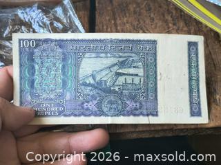 MaxSold Auction: India Reserve Bank 100 Rupee Banknote Pre-1990s - South Frontenac (Ontario, Canada) SELLER MANAGED Downsizing Online Auction - Battersea Road