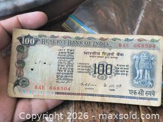 MaxSold Auction: India Reserve Bank 100 Rupees Banknote SN 8AE 668504 - South Frontenac (Ontario, Canada) SELLER MANAGED Downsizing Online Auction - Battersea Road