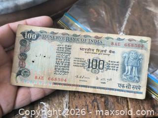 MaxSold Auction: India Reserve Bank 100 Rupees Banknote SN 8AE 668504 - South Frontenac (Ontario, Canada) SELLER MANAGED Downsizing Online Auction - Battersea Road