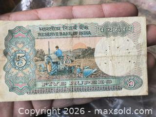 MaxSold Auction: India Reserve Bank 5 Rupees Banknote, Old Series - South Frontenac (Ontario, Canada) SELLER MANAGED Downsizing Online Auction - Battersea Road