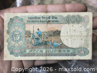 MaxSold Auction: India Reserve Bank 5 Rupees Banknote, Old Series - South Frontenac (Ontario, Canada) SELLER MANAGED Downsizing Online Auction - Battersea Road
