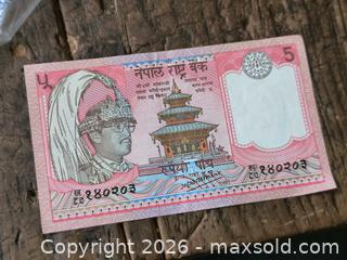 MaxSold Auction: Nepal 5 Rupees & Barbados 1 Dollar Paper Banknotes (20th Century) - South Frontenac (Ontario, Canada) SELLER MANAGED Downsizing Online Auction - Battersea Road