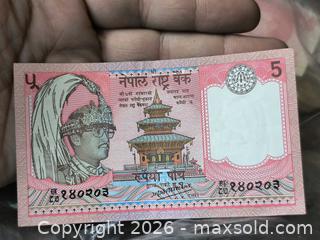 MaxSold Auction: Nepal 5 Rupees & Barbados 1 Dollar Paper Banknotes (20th Century) - South Frontenac (Ontario, Canada) SELLER MANAGED Downsizing Online Auction - Battersea Road