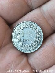MaxSold Auction: Switzerland 1 Franc Coin 1968 (Bern B Mint Mark) - South Frontenac (Ontario, Canada) SELLER MANAGED Downsizing Online Auction - Battersea Road