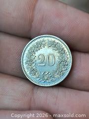MaxSold Auction: Switzerland 20 Rappen (1975) Coin, Helvetia & Wreath - South Frontenac (Ontario, Canada) SELLER MANAGED Downsizing Online Auction - Battersea Road