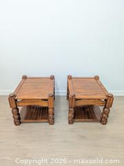 MaxSold Auction: Pair of Matching Wooden End Tables with Lower Shelves - Cobourg (Ontario, Canada) SELLER MANAGED Downsizing Online Auction - Division Street