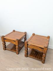 MaxSold Auction: Pair of Matching Wooden End Tables with Lower Shelves - Cobourg (Ontario, Canada) SELLER MANAGED Downsizing Online Auction - Division Street
