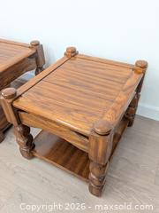 MaxSold Auction: Pair of Matching Wooden End Tables with Lower Shelves - Cobourg (Ontario, Canada) SELLER MANAGED Downsizing Online Auction - Division Street