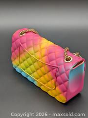 MaxSold Auction: Rainbow Quilted Convertible Crossbody / Hand Bag with Chain Strap - Cobourg (Ontario, Canada) SELLER MANAGED Downsizing Online Auction - Division Street