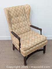 MaxSold Auction: Tufted Upholstered Wingback Armchair with Wooden Frame and Removable Seat Cushion - Cobourg (Ontario, Canada) SELLER MANAGED Downsizing Online Auction - Division Street