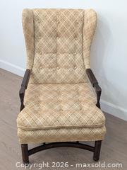 MaxSold Auction: Tufted Upholstered Wingback Armchair with Wooden Frame and Removable Seat Cushion - Cobourg (Ontario, Canada) SELLER MANAGED Downsizing Online Auction - Division Street