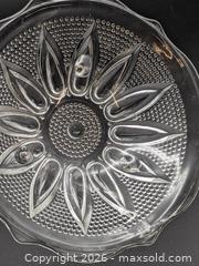 MaxSold Auction: Vintage Pressed Glass Pedestal Dish with Petal and Dot Design - Cobourg (Ontario, Canada) SELLER MANAGED Downsizing Online Auction - Division Street
